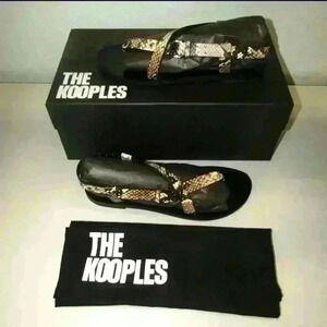 The Kooples - Snakeskin-Effect Flat Leather Sandals - Size 8.5